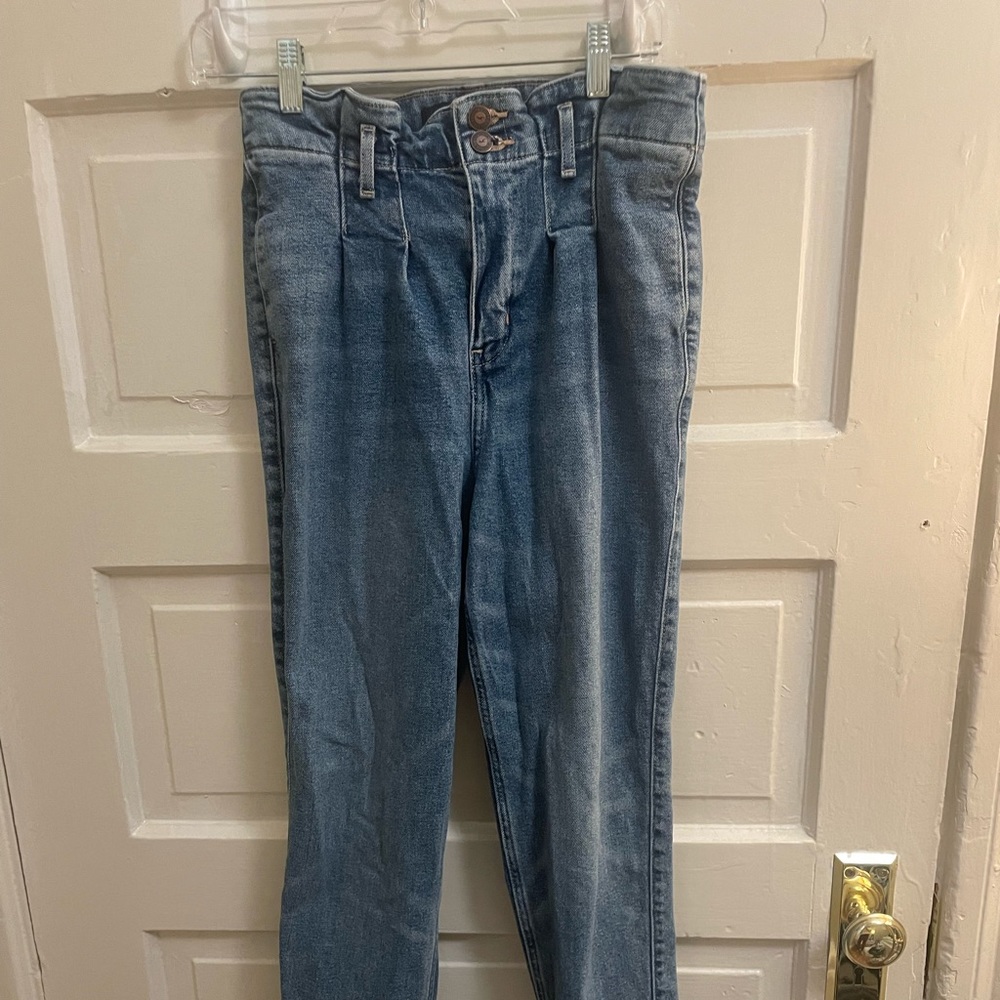 High Rise Paper-Bag Mom Jeans
